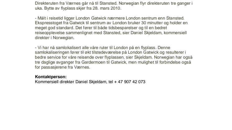 Norwegian bytter flyplass i London – trønderne får lande på Gatwick