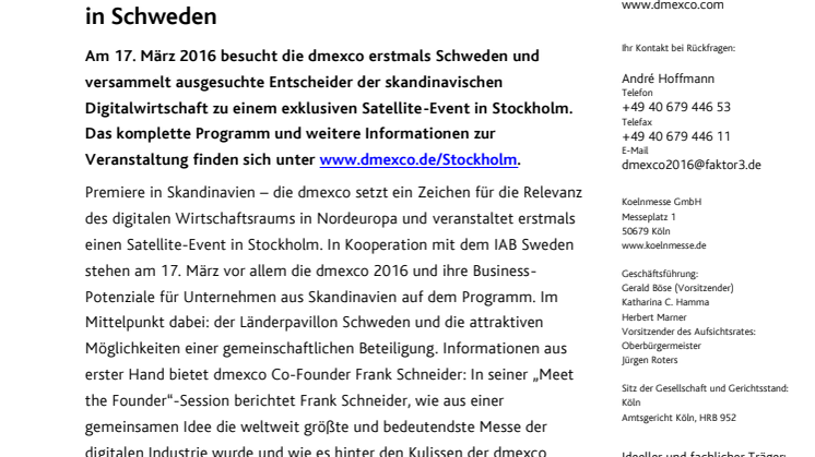 Skandinavien-Premiere für die dmexco Satellites in Schweden
