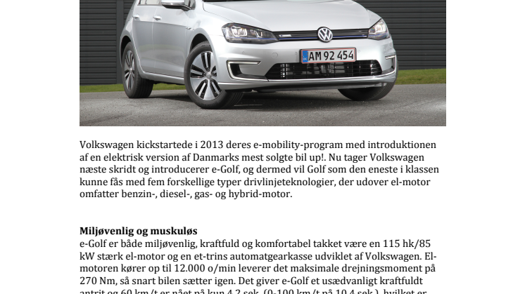  e-Golf – ladet med ren køreglæde for 285.900 kr.