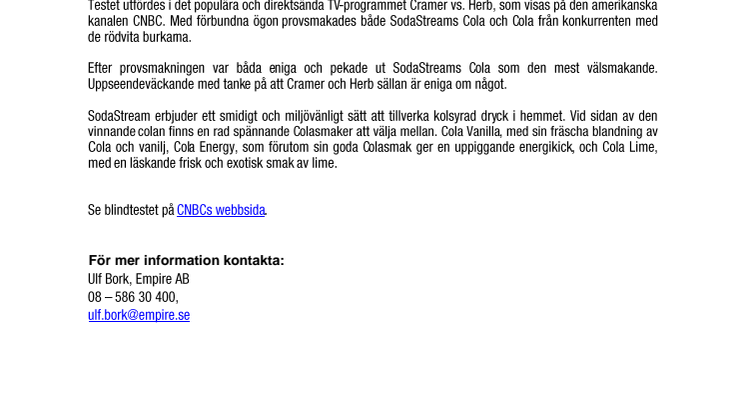 SodaStreams Cola vann blindtest