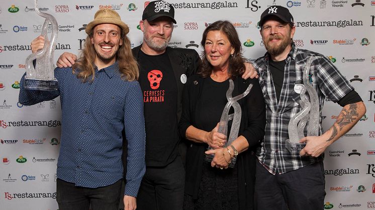 Från vänster: Johan Palo, Folkölsbutiken, Martin Jämtlid, Bottle Shop, Marianne Wallberg, SBWF, Fredrik Glejpner, Bottle Shop