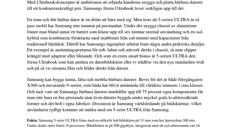 En visionär snart i butik: Samsungs Ultrabook – ett lätt val för många 