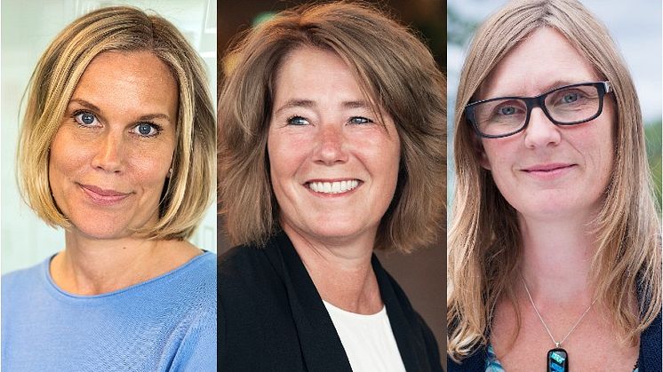 Karolina Brick, hållbarhetschef, Johanna Frelin, vd och Mari-Louise Persson,  miljö- och energichef.