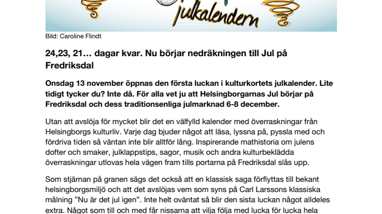 Helsingborgs kultur-julkalender har startat