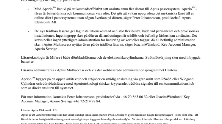Aptus mot det nyckellösa samhället med Aperio
