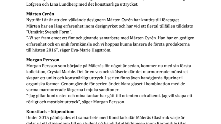 Målerås Glasbruk satsar på design