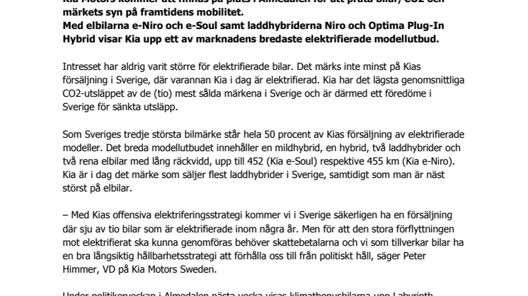 Kia visar upp bred elektrifiering i Almedalen