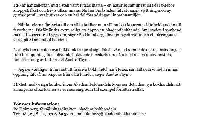 Nu öppnar Akademibokhandeln i Piteå