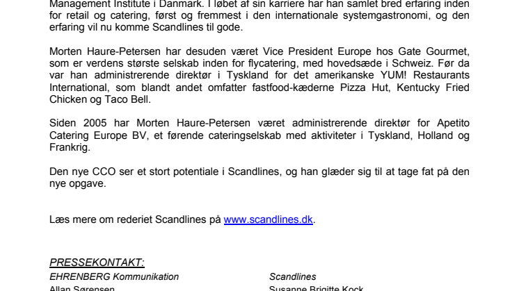 Morten Haure-Petersen styrker topledelsen i Scandlines