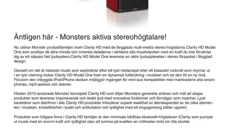 Äntligen här - Monsters aktiva stereohögtalare!