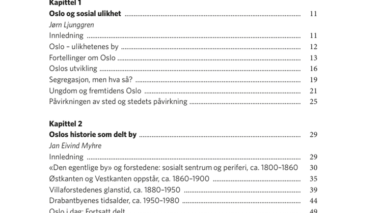 Innholdsfortegnelse Oslo - ulikhetenes by