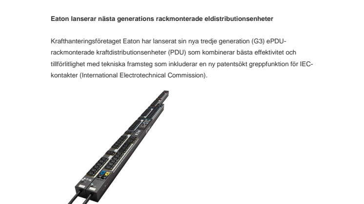 Eaton lanserar nästa generation rackmonterade eldistributionsenheter