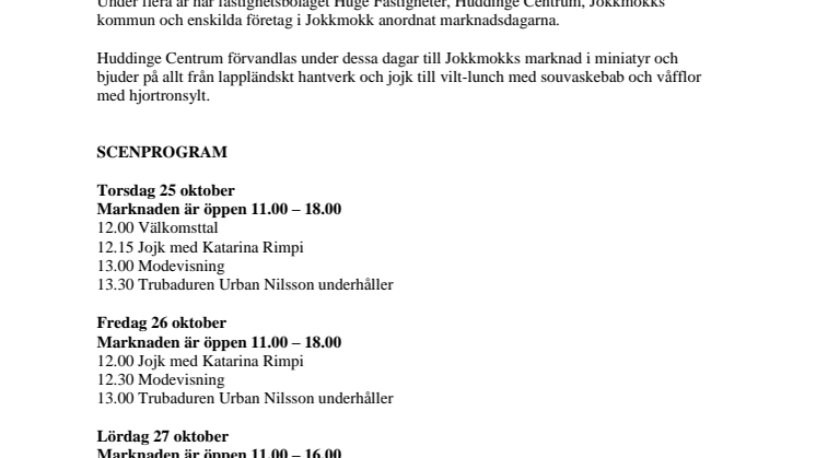 Åter dags för Jokkmokksdagarna i Huddinge Centrum!