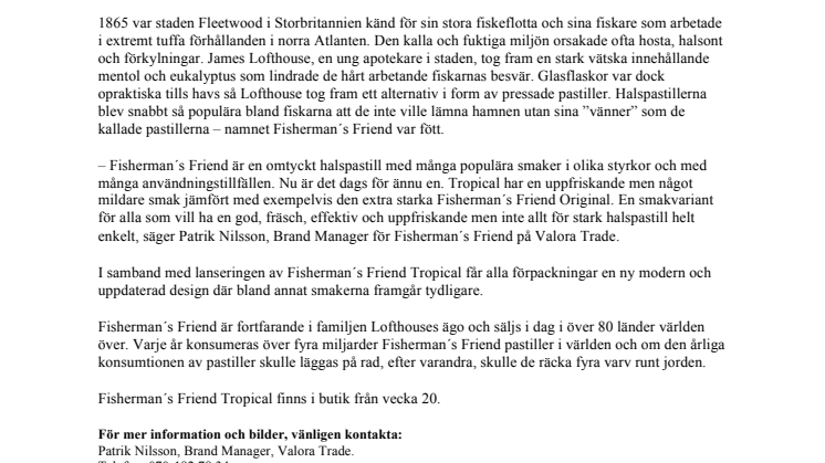 Klassisk halspastill i ny smak – Nu lanseras Fisherman ́s Friend Tropical