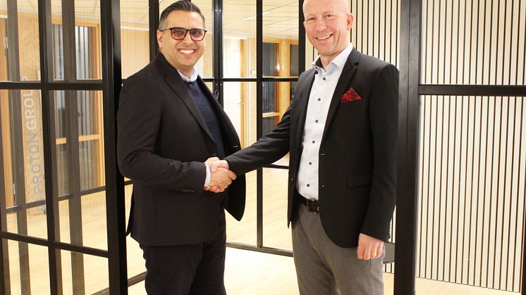 Peter Fahar, VD Weldin och David Gustafsson, koncernchef Proton Group