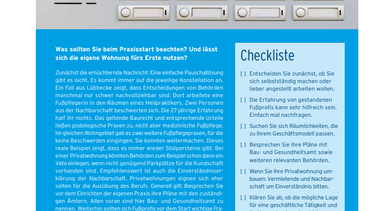 Fußpflegepraxis in der eigenen Wohnung?