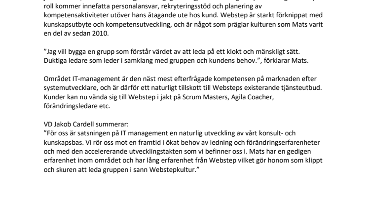 Webstep utökar tjänsteportföljen