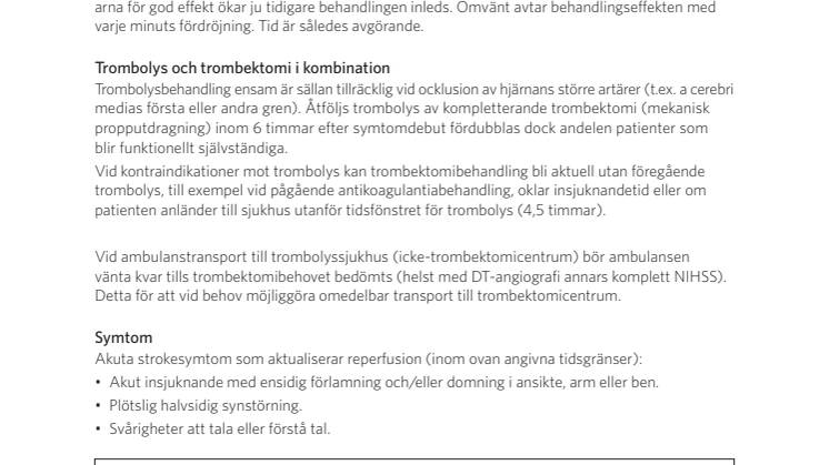 Beslutstöd, Trombolys och trombektomi - reperfusionsbehandling vid ischemisk stroke