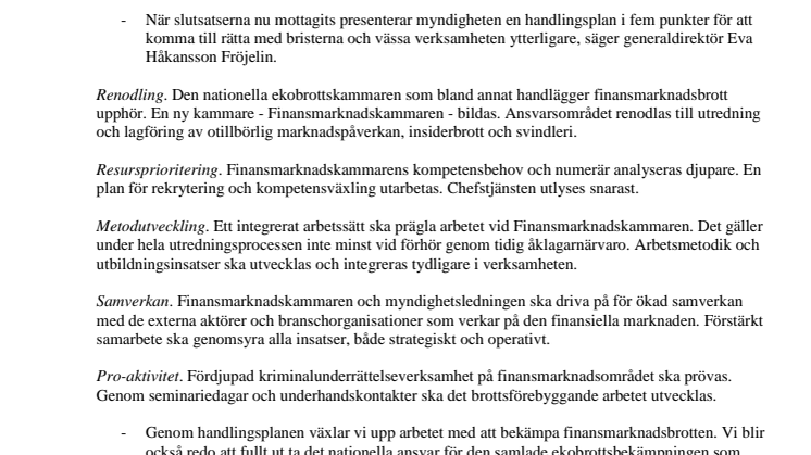 Fempunktsprogram mot finansmarknadsbrotten