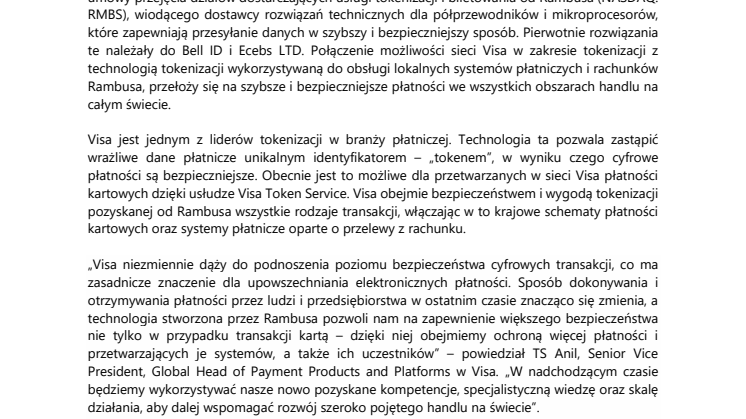 Visa pozyskała rozwiązania płatnicze od Rambusa