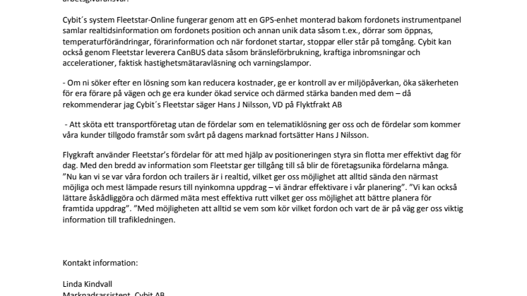 Cybit inleder samarbete med Flygfrakt