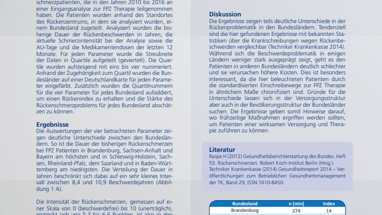 Handout Studie Bundesländervergleich der Teilnehmer an der FPZ Therapie