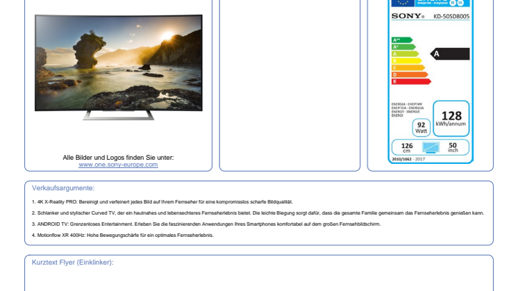 Datenblatt BRAVIA KD-50SD8005BAEP von Sony