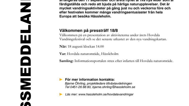 Vandra tillsammans på Hovdala Vandringsfestival – nu med nya leder!