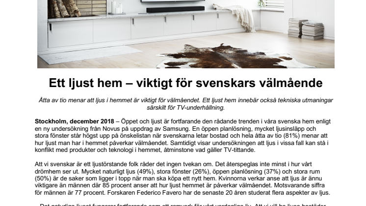 Ett ljust hem – viktigt för svenskars välmående