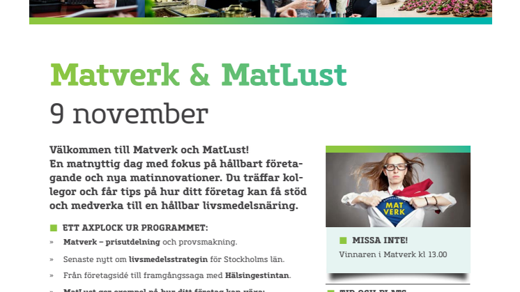 Inbjudan Matverk och MatLust 9 november