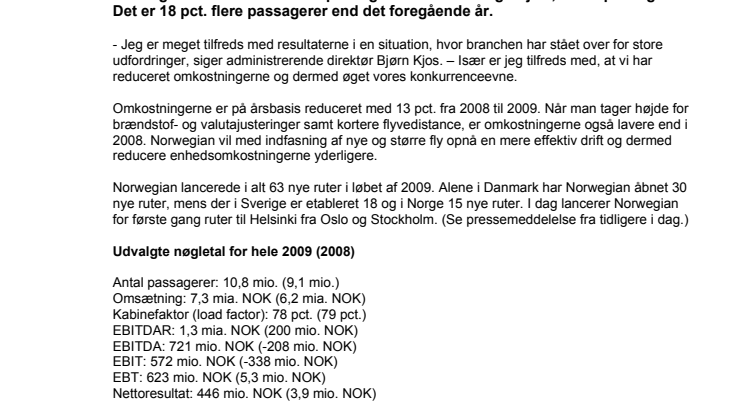 Norwegian med bedste årsresultat i selskabets historie