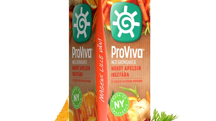 ProViva välkomnar mer frukt och grönt i hyllan! ‒ Äntligen är ProVivas nya smak Morot-Apelsin-Ingefära här! 