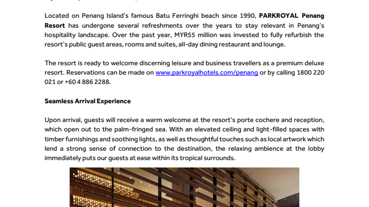 A Refreshed Stay Experience at Penang Beach's Leading Resort