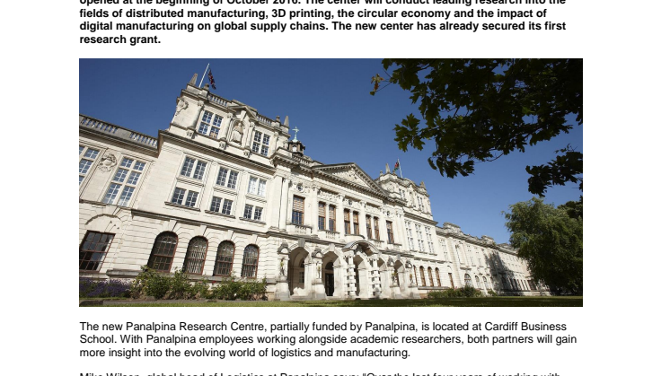 Panalpina opens new Logistics Manufacturing Research Centre with Cardiff Business School