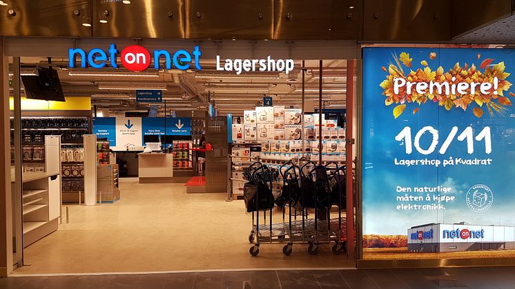Entré till NetOnNets första Lagershop i Norge - belägen i köpcentret Kvadrat, Sandnes