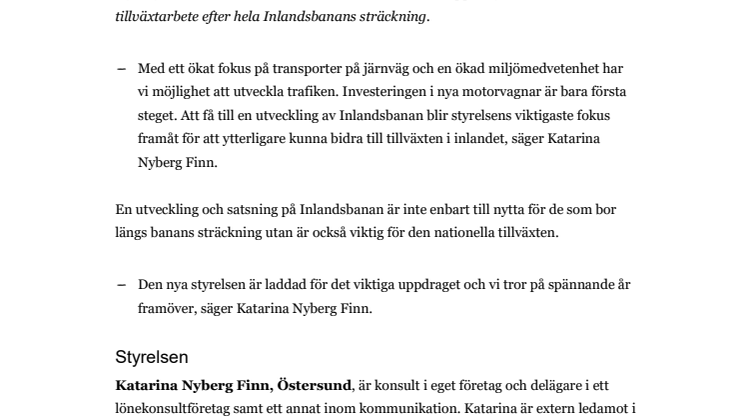 Det här är Inlandsbanans nya styrelse