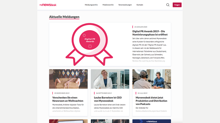 Der Newsroom im 2020-Design