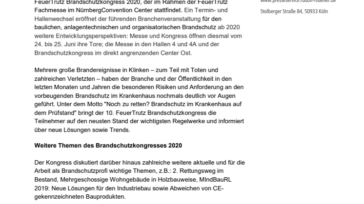 FeuerTrutz Brandschutzkongress 2020