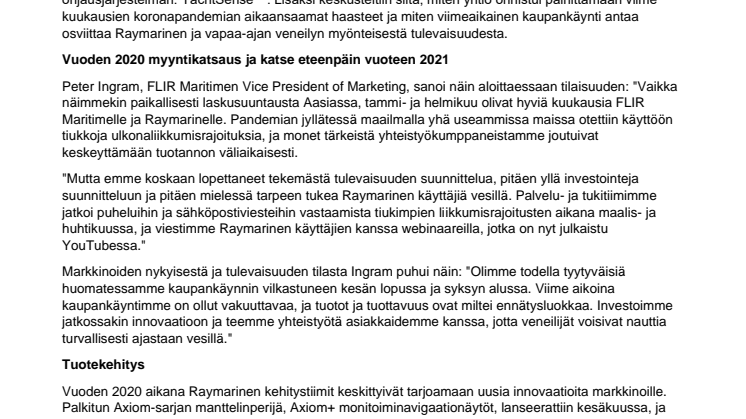 Raymarinen lehdistötilaisuus: Uusimmat tuotteet ja  vuoden 2020 myyntikatsaus 