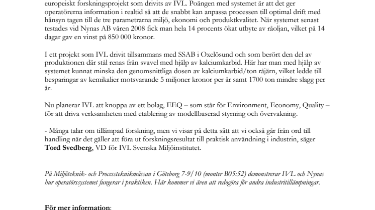 Stora vinster med nytt system för processoptimering