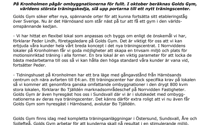 Golds Gym erövrar Härnösand