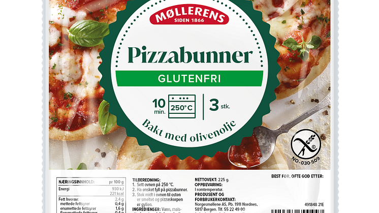Møllerens Glutenfrie Pizzabunner, pakning