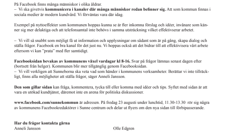 Sunne kommun på Facebook
