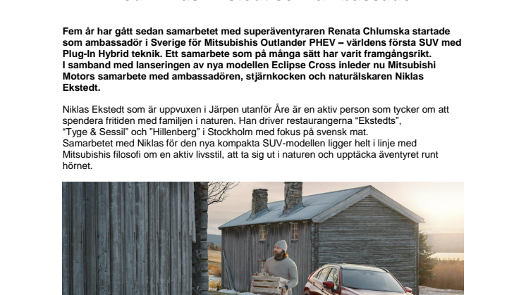 Mitsubishi stärker sitt varumärkesbyggande med Niklas Ekstedt som ambassadör 