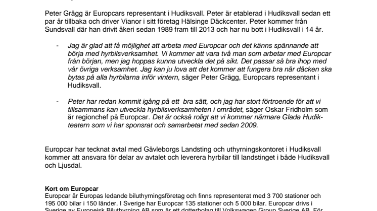 Europcar öppnar uthyrningskontor i Hudiksvall
