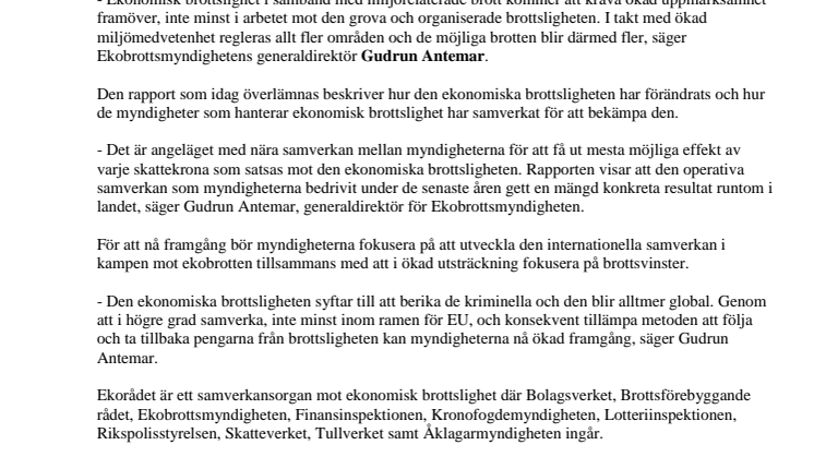 Miljörelaterad ekonomisk brottslighet uppmärksammas i rapport till regeringen