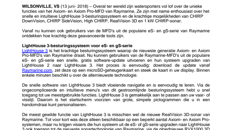 Raymarine: Upgrade: nieuwste Raymarine-besturingssysteem en sonartechnologie
