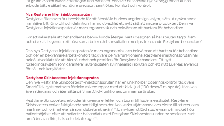 GALDERMA LANSERAR NYA RESTYLANE INJEKTIONSSPRUTOR
