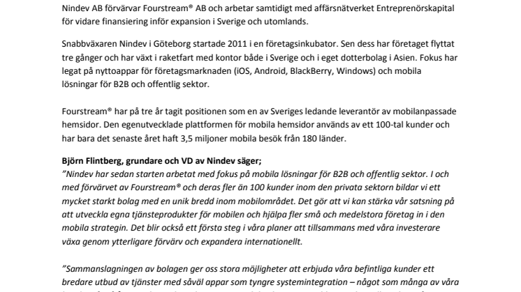 Nindev köper Fourstream® och bildar ett av Sveriges största app- och mobilbolag.