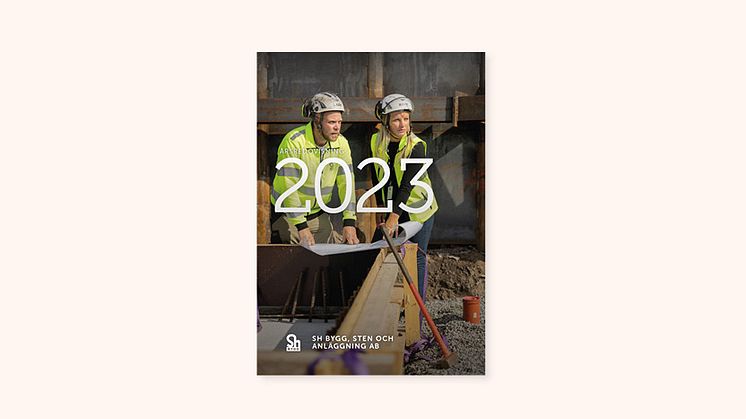 Omslaget för Sh bygg, sten och anläggnings AB årsredovisning för 2023.